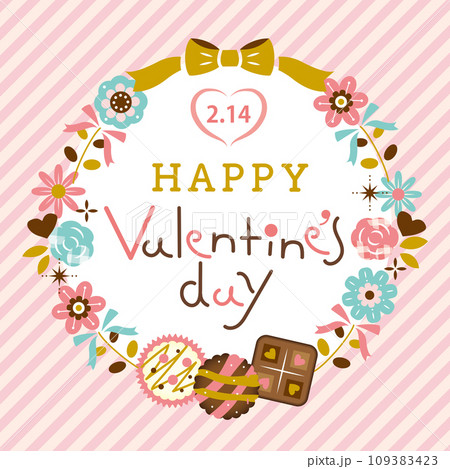 チョコや花を散りばめたバレンタインのタイトル 109383423