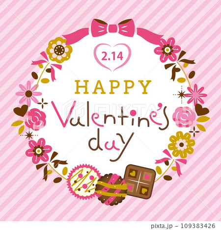チョコや花を散りばめたバレンタインのタイトル 109383426