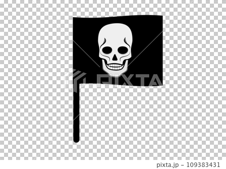 死亡旗幟的插圖。一面旗幟,上面有一個骷髏頭。 死亡旗幟的插圖。一面旗幟,上面有一個骷髏頭。 109383431