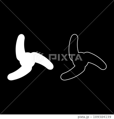 Screw of ship propeller fan turbine three-bladed set icon white color vector illustration image solid fill outline contour line thin flat style Screw of ship propeller fan turbine three-bladed set icon white color vector illustration image solid fill outline contour line thin flat style 109384139