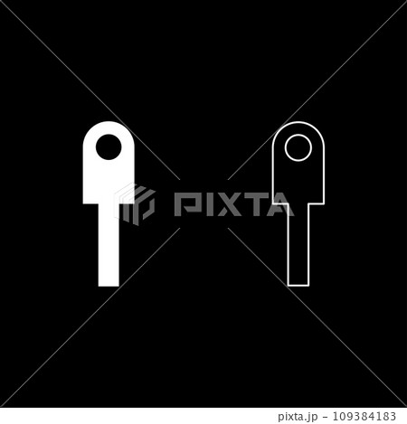 Cable lug electrical contact and wire club connector bolt connection crimp terminal set icon white color vector illustration image solid fill outline contour line thin flat style 109384183