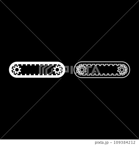 Strap for engine toothed belt for gears cambelt timing gas distribution mechanism set icon white color vector illustration image solid fill outline contour line thin flat style Strap for engine toothed belt for gears cambelt timing gas distribution mechanism set icon white color vector illustration image solid fill outline contour line thin flat style 109384212
