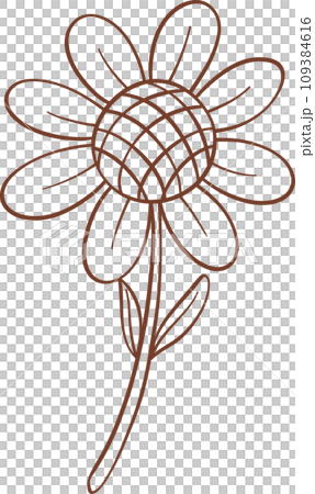 Cute flower with stem outline cartoon doodle 109384616