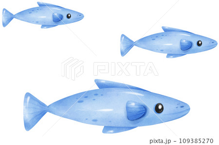 Cute fish under the sea watercolor illustration Cute fish under the sea watercolor illustration 109385270