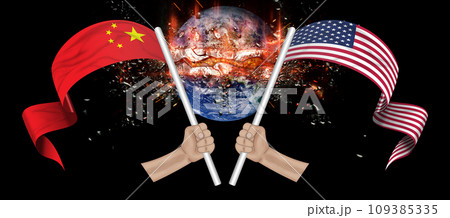 3D Flag of China and USA 109385335