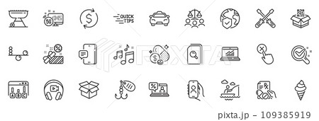 Icons pack as Survey results, Headphones and Open box line icons for app include Fishing lure, Ice cream, Online statistics outline thin icon web set. Screwdriverl, Grill, Taxi pictogram. Vector Icons pack as Survey results, Headphones and Open box line icons for app include Fishing lure, Ice cream, Online statistics outline thin icon web set. Screwdriverl, Grill, Taxi pictogram. Vector 109385919
