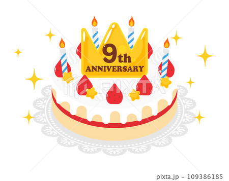 9周年記念のホールケーキ 109386185