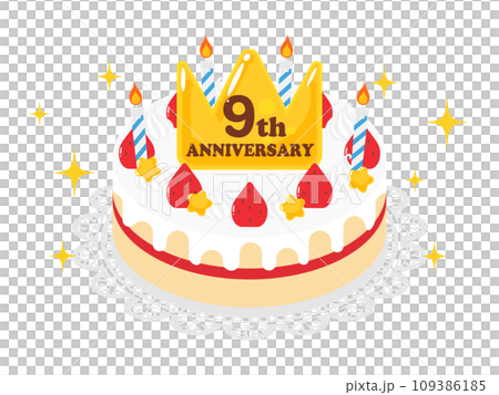 9周年記念のホールケーキ 109386185