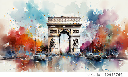 Arc of Triumph in Paris, France, Ai generated 109387664