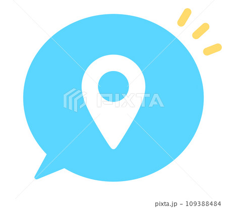 シンプルな水色のマップマークと吹き出し 109388484
