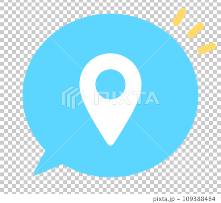 シンプルな水色のマップマークと吹き出し 109388484