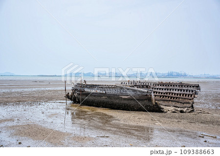 The ruined remains of a fishing boat 109388663
