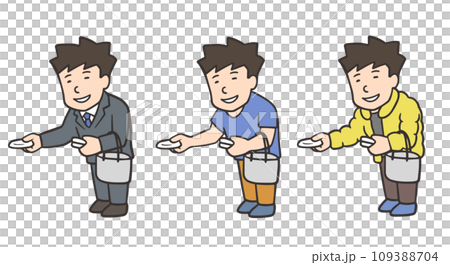 Illustration set of a man handing out tissues at part-time job 109388704