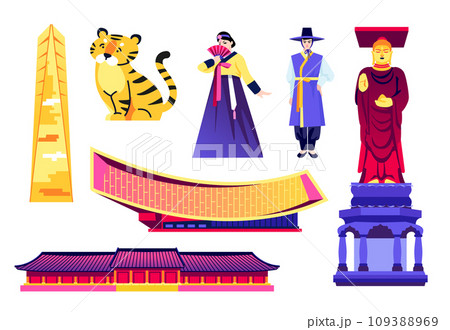 Welcome to South Korea - flat design style objects set 109388969