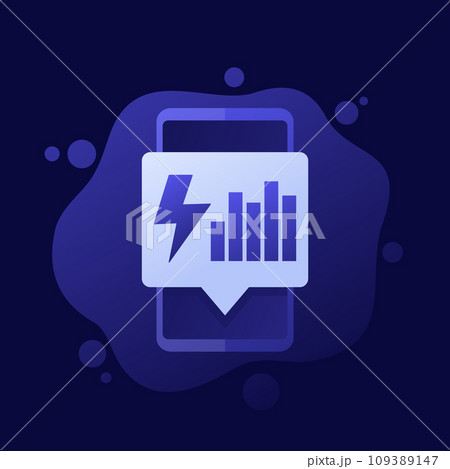 electric consumption icon with a phone, vector electric consumption icon with a phone, vector 109389147