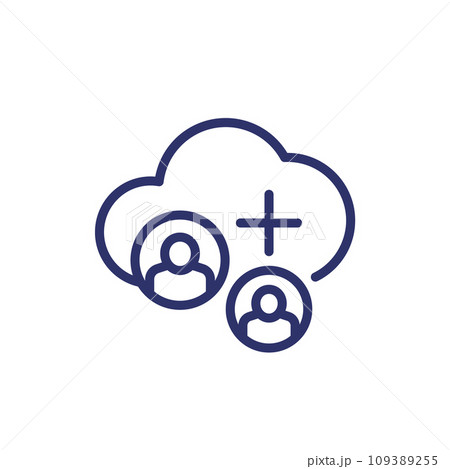 collect user data in a cloud line icon 109389255