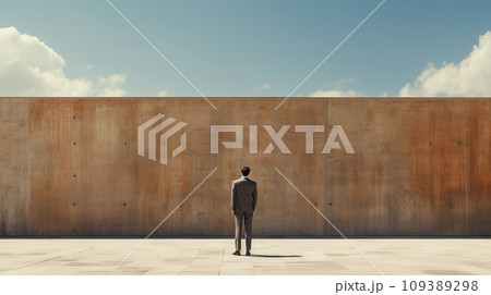 ビジネスマンの行き先を阻む壁 ビジネスマンの行き先を阻む壁 109389298