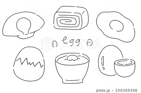 ゆるめシンプル玉子料理セット　線画 109389306