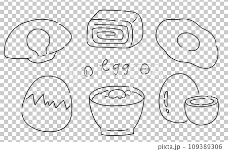 ゆるめシンプル玉子料理セット　線画 109389306