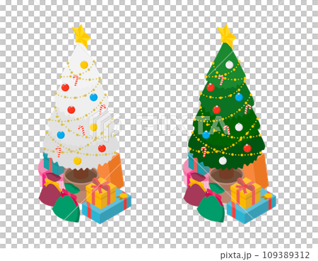 等距插畫： 聖誕樹 109389312