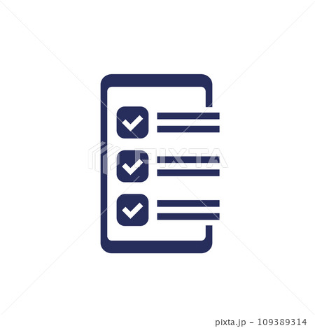 online survey icon with a phone on white 109389314