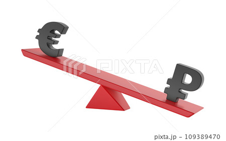 Russian ruble versus Euro on seesaw 109389470