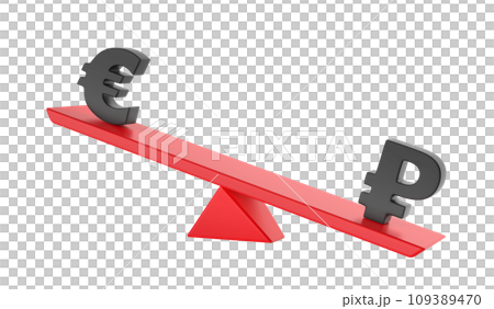 Russian ruble versus Euro on seesaw 109389470