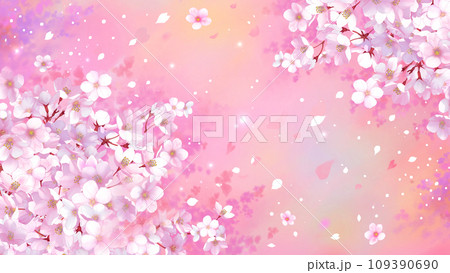 桜の華やかな背景 桜吹雪 16:9 桜の華やかな背景 桜吹雪 16:9 109390690