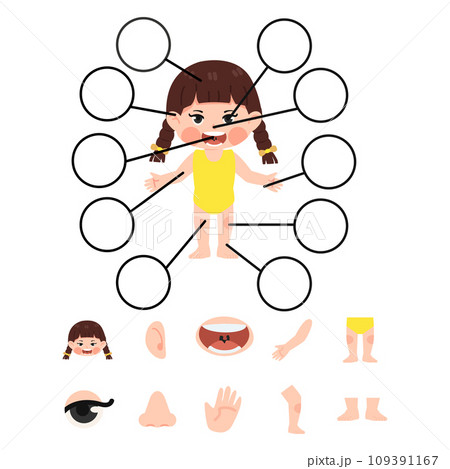 Cute girl human body parts cartoonのイラスト素材 [109391167] - PIXTA