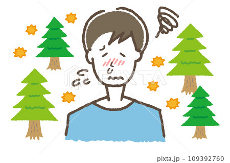 花粉症に悩む男性 109392760
