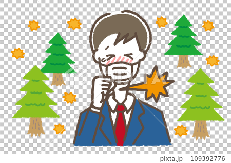 花粉症に悩む男性 109392776