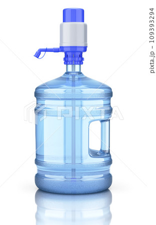 Water dispenser bottle with plastic hand pump - 3D illustration 109393294