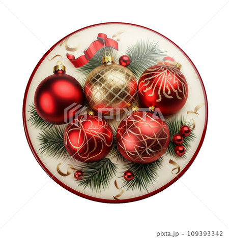 red christmas ball on a white background 109393342