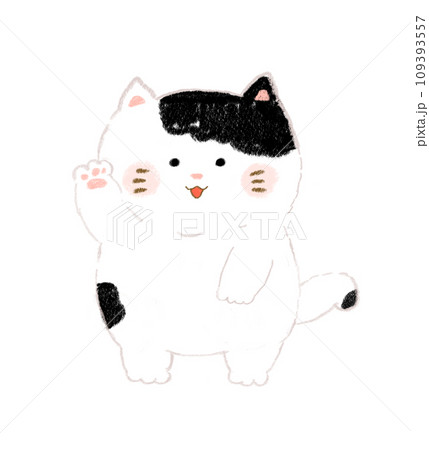 手を挙げるねこ 手描き 手を挙げるねこ 手描き 109393557