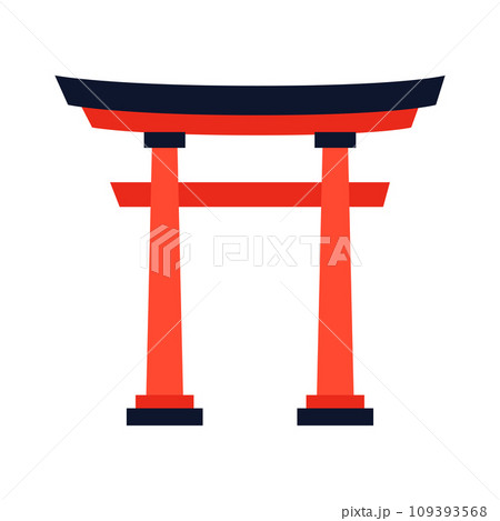 Wooden torii - modern flat design style single isolated image 109393568