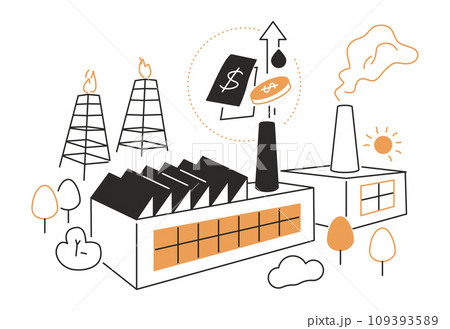 Gas production - modern line design style illustration Gas production - modern line design style illustration 109393589