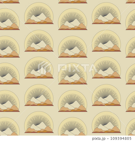 Seamless pattern with aesthetic mountains art. Linear vector illustration. 109394805