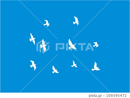 青空に白いハトが飛んでいるイラスト2 109395472