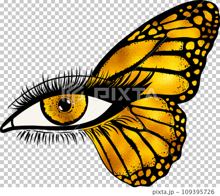 Female eye with butterfly wing. 109395726