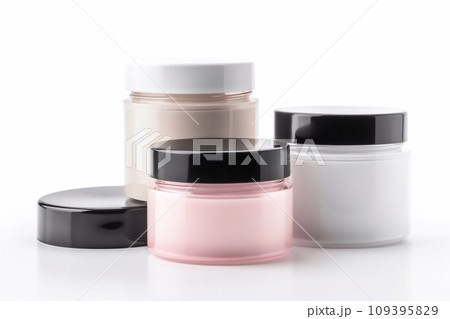 Collection of cream jars, isolated on white background 109395829