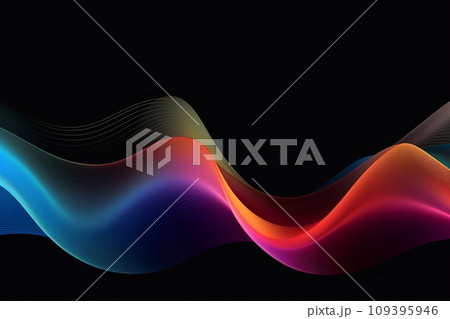 abstract colorful waves on black background with copy space, illustration abstract colorful waves on black background with copy space, illustration 109395946