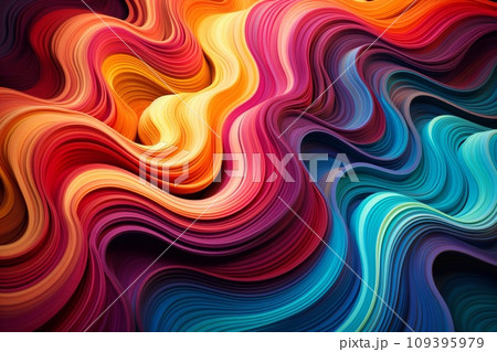 Abstract multicolored wavy lines background. 3d render illustration 109395979