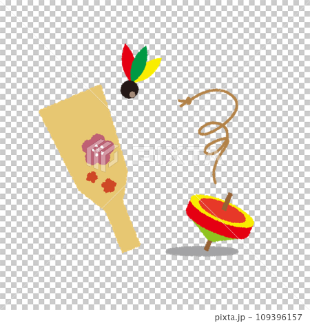 Illustration of battledore and top 109396157