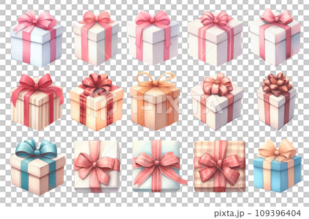 Present box watercolor illustration material set 109396404