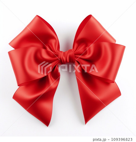 Red satin gift bow. Ribbon. Isolated on white 109396823