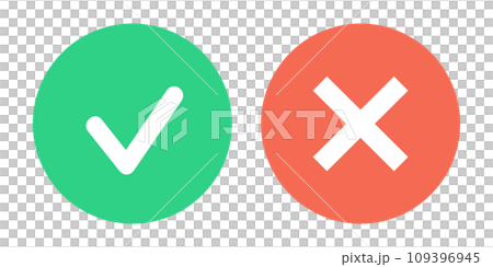 綠色和紅色|複選標記和十字標記 綠色和紅色|複選標記和十字標記 109396945