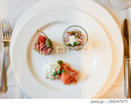 Culinary Minimalism: Gourmet Starter Presentation 109397975