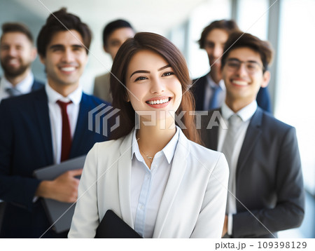 ビジネスチームの笑顔の女性 109398129
