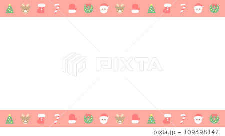 ホリデーな12月のモチーフセット赤　上下フレーム 109398142