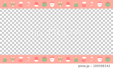 ホリデーな12月のモチーフセット赤　上下フレーム 109398142